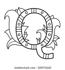 Alphabet coloring page. Vector illustration.