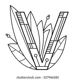 Alphabet coloring page. Vector illustration.