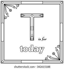 Alphabet coloring page. Vector illustration.