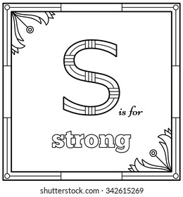 Alphabet coloring page. Vector illustration.
