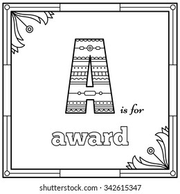 Alphabet coloring page. Vector illustration.