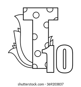 Alphabet coloring page. Vector illustration.