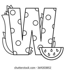 Alphabet coloring page. Vector illustration.