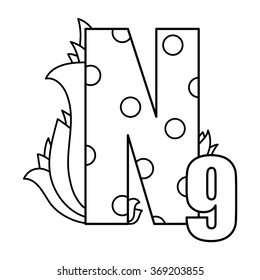 Alphabet coloring page. Vector illustration.