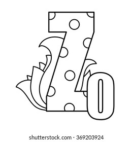 Alphabet coloring page. Vector illustration.