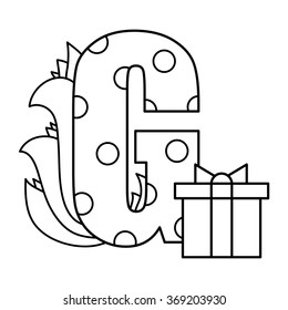Alphabet coloring page. Vector illustration.