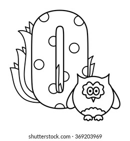 Alphabet coloring page. Vector illustration.