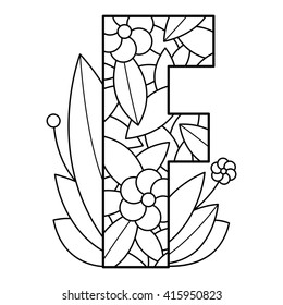 Alphabet coloring page. Vector illustration.