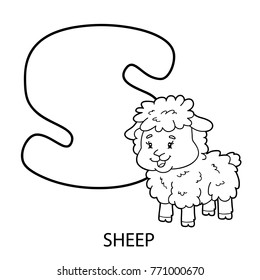  alphabet coloring page. Vector illustration of educational cartoon character for kids