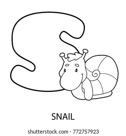  alphabet coloring page. Vector illustration of educational cartoon character for kids