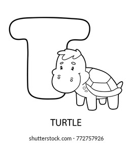  alphabet coloring page. Vector illustration of educational cartoon character for kids