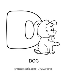  alphabet coloring page. Vector illustration of educational cartoon character for kids