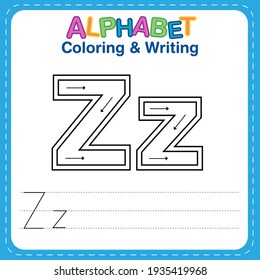 Alphabet Coloring Writing Children Stock Vector (Royalty Free ...