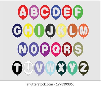 Alphabet, Coloured balloon text  high quality image and vector for kids