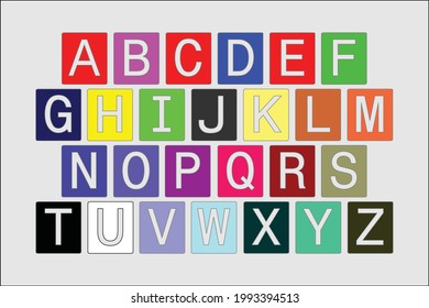 Alfabeto, caja de color texto de alta calidad imagen y vector para niños.
