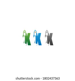 Alphabet combine rocket icon template vector
