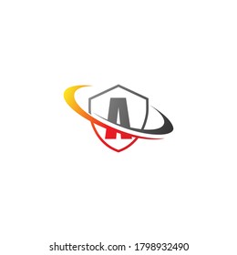 Alphabet combine shield and circle icon template vector