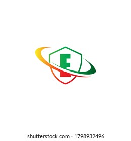 Alphabet combine shield and circle icon template vector