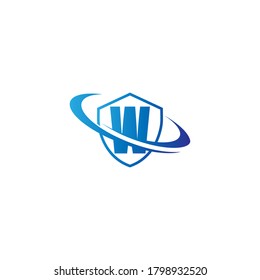 Alphabet combine shield and circle icon template vector
