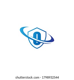 Alphabet combine shield and circle icon template vector