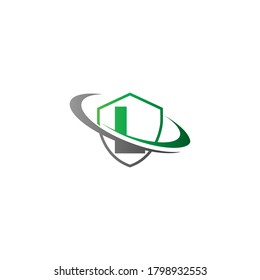 Alphabet combine shield and circle icon template vector