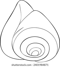 Alphabet Cone Seashell Black and White Vector Line Art Illustration