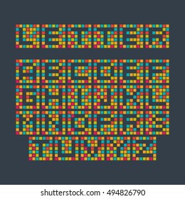 alphabet consisting of colorful boxes, vector set