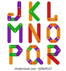 alfabeto del constructor de J a R - Ilustración vectorial, eps
