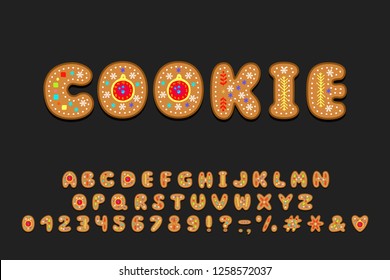 Alphabet cookie design. Letters, numbers and punctuation marks. EPS 10