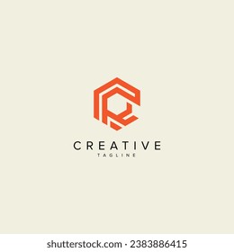 Alphabet CR RC letter modern monogram style logo vector template.