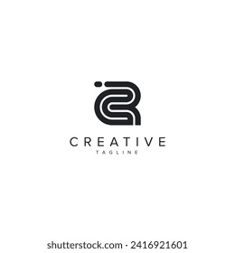 Alphabet CR RC letter modern style line logo element vector.