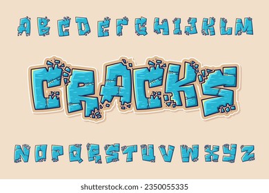 Alphabet Cracked cracks style Graffiti Cartoon vector