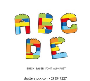 Alphabet created from playing bricks.