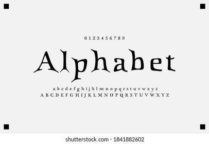 Alphabet creative letters font and number. Classic Lettering Monochrome Design. Typography fonts regular uppercase and lowercase. Vector illustration eps10