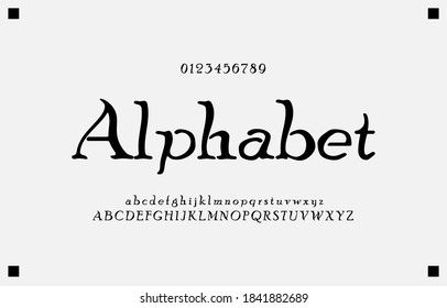 Alphabet creative letters font and number. Classic Lettering Monochrome Design. Typography fonts regular uppercase and lowercase. Vector illustration eps10