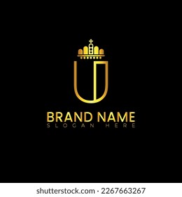 Alfabeto con el logotipo de la corona diseño de ilustración vectorial 