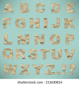 Alphabet From Crushed Paper, With Gradient Mesh, Vector Illustration