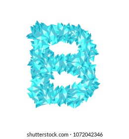 Alphabet Crystal diamond 3D virtual set letter B illustration Gemstone concept design blue color, isolated on white background, vector eps 10