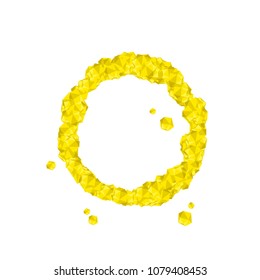 Alphabet Crystal diamond 3D virtual set letter O illustration Gemstone concept design yellow color, isolated on white background, vector eps 10