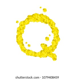Alphabet Crystal diamond 3D virtual set letter Q illustration Gemstone concept design yellow color, isolated on white background, vector eps 10