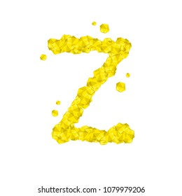 Alphabet Crystal diamond 3D virtual set letter Z illustration Gemstone concept design yellow color, isolated on white background, vector eps 10