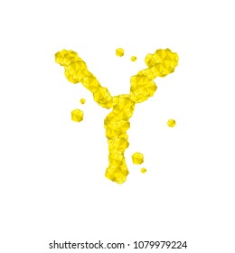 Alphabet Crystal diamond 3D virtual set letter Y illustration Gemstone concept design yellow color, isolated on white background, vector eps 10