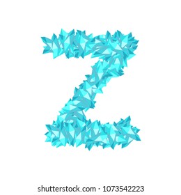Alphabet Crystal diamond virtual set letter Z illustration Gemstone concept design blue color, isolated on white background, vector eps 10