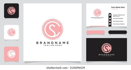 Alphabet CS or SC illustration monogram vector logo template with business card design