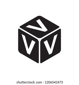alphabet cube icon in trendy flat design 