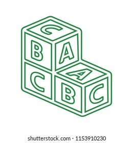 Alphabet Cube Outline Icon