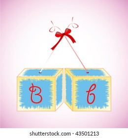 alphabet cubes B, abstract art illustration