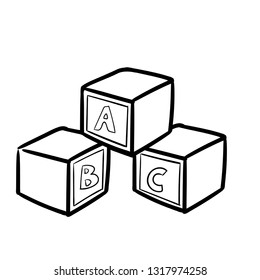 alphabet cubes doodle icon vector 