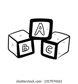 alphabet cubes doodle icon vector 