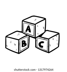 alphabet cubes doodle icon vector 